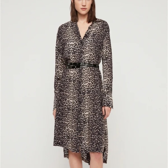All Saints Leopard Print Shirt Dress - Picture 3 of 14